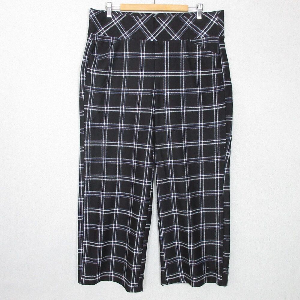 Studio by Torrid Pants Womens 1S (XL) Pull-On Pocket Pixie Wide Leg Black Plaid